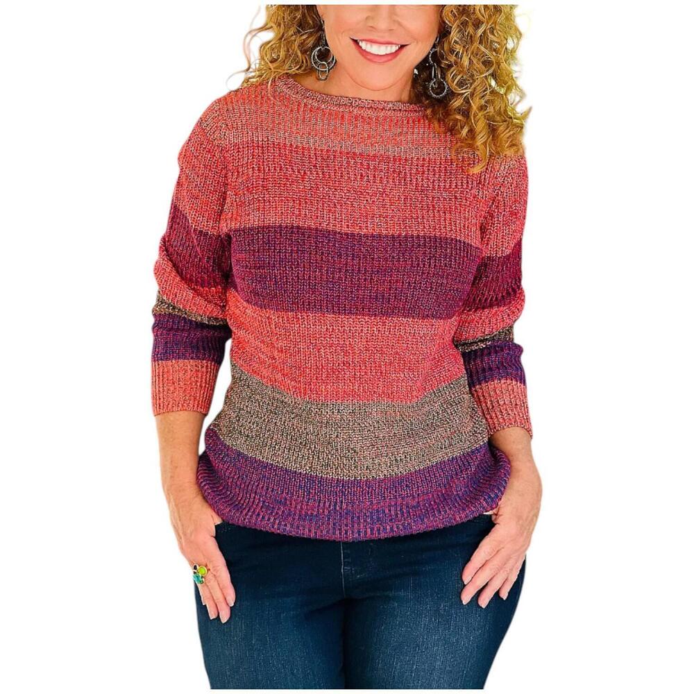 Belle Boho by Kim Gravel Rainbow Shaker Stitch Sweater Pink - Regular - Picture 1 of 1